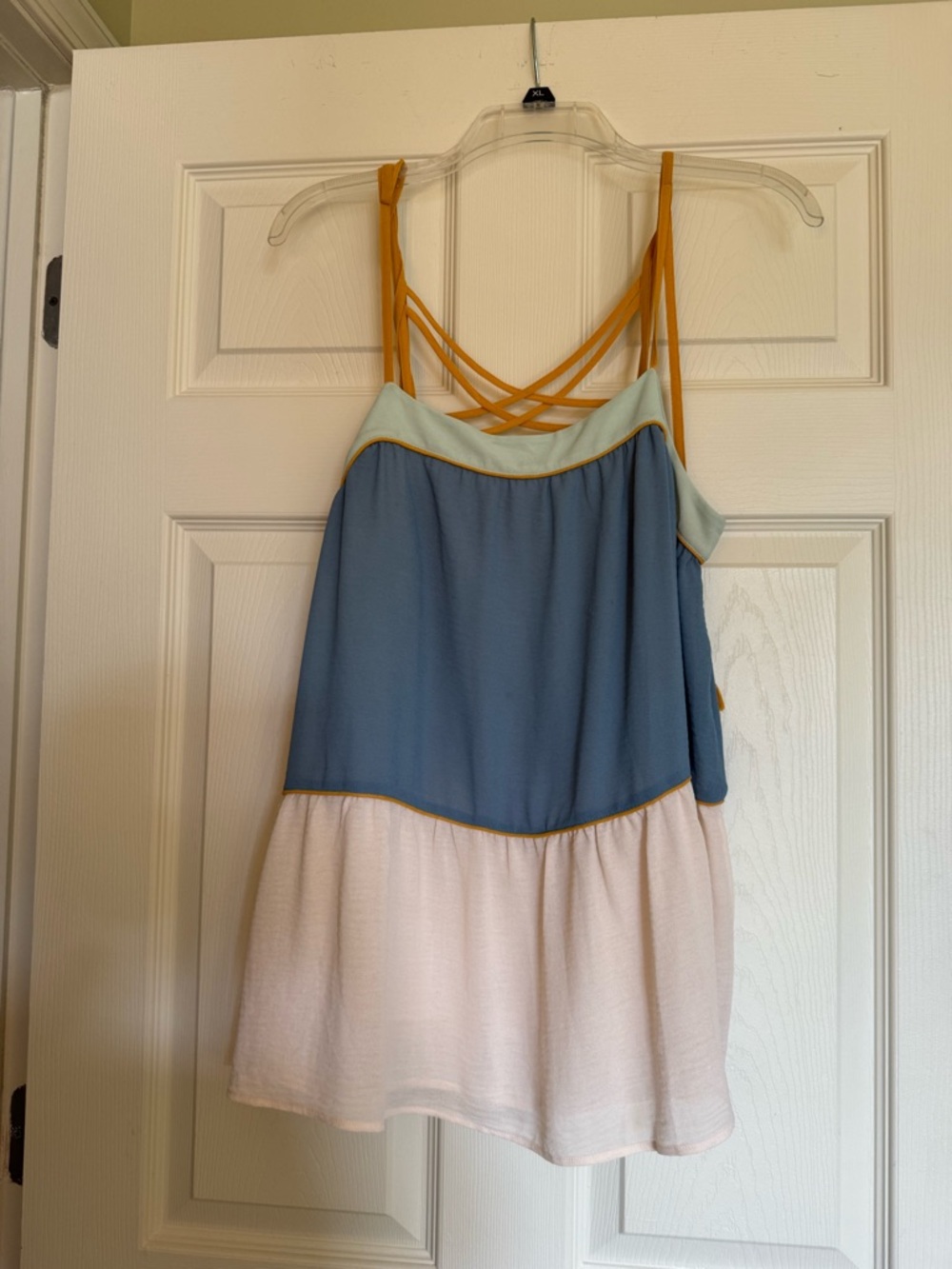 LOFT Colorblock Strappy Camisole in Blue, Light Blue, Mustard and White